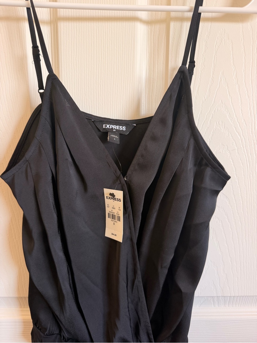Express Black Satin Surplice Bodysuit – Size S – NWT